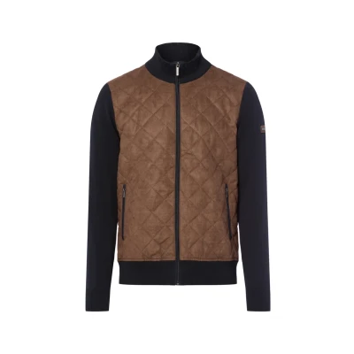 Abbildung von bugatti Strickjacke »Regular Fit«, mit Velour Front &amp; Stehkragen