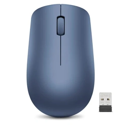 Abbildung von Lenovo 530 Kabellose Maus, beidhändiges Design, Nano USB Anschluss, kompatibel mit Windows Laptops und PCs Abyss Blue