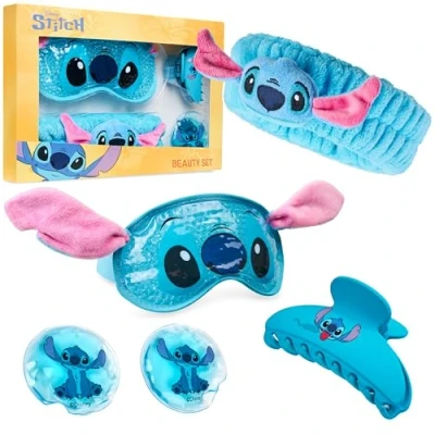 Abbildung von Disney Stitch Beauty Set für Damen mit kühlender Augenmaske &amp; Haar Accessoires (Blau)