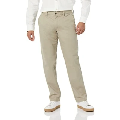Abbildung von Amazon Essentials Herren Knitterarme Flatfront Chinohose, Gerade Geschnitten, Schiefergrau, 38W / 28L