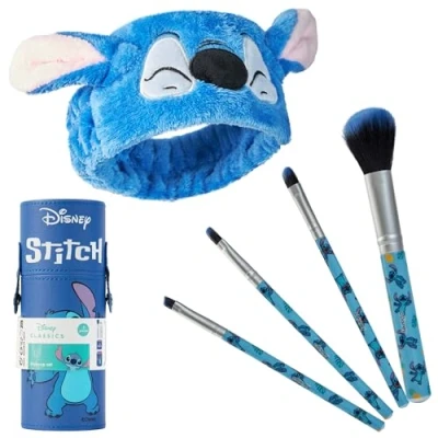 Abbildung von Disney Lilo und Stitch Schminkpinsel Set für Make up Inkl. Pinsel, Stirnband Etui Geschenk Frauen (Blau)