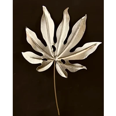 Abbildung von Flair Flower Blatt Metall Wandskulptur Blumen Blätter Metallbild Wandbild Wandschmuck Bild 3D Deko Terrassendeko Wandrelief Abstrakt Extravagant Geschenk Designer Wandobjekt Blüte,Gold,ca.42x29 cm