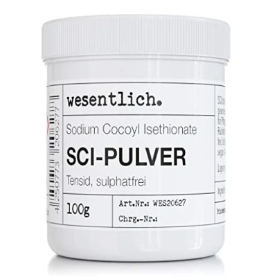 Abbildung von SCI Sodium Cocoyl Isethionate 100g in wiederverschließbarer Drehverschlussdose von wesentlich.