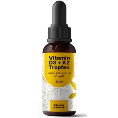Abbildung von Vitamin D3 K2 Tropfen hochdosiert 30 ml 1.000 IE + 40 µg K2, Produziert in Deutschland Laborgeprüft