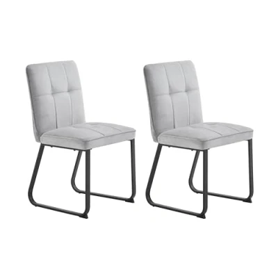 Abbildung von byLIVING Esszimmerstuhl 2er Set TALEA / 2X Küchenstuhl/Webstoff hellgrau/Gestell Metall schwarz pulverbeschichtet/Esszimmerstuhl/Wohnzimmerstuhl/bis 120 kg/B 46, H 86, T 55 cm