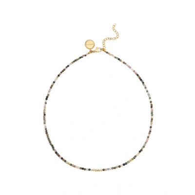 Abbildung von SINGULARU Eloise Halskette. Edelstahl mit 18 Kt Vergoldeter Beschichtung und Naturstein. Schmuck für Damen.