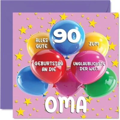 Abbildung von Stuff4 90. Geburtstagskarte Oma Unglaublichsten der Welt Geburtstagskarten für 90 Jahre von Enkelin Enkel, 145mm Geburtstag Glückwunschkarten