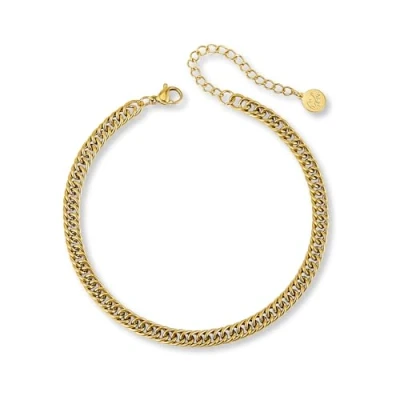 Abbildung von GD GOOD.designs Fußkettchen Panzer für Damen in Gold Wasserfeste Fußkette verstellbar (22 27cm) I Vergoldeter Edelstahl Fußschmuck Frauen