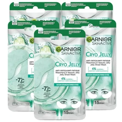 Abbildung von Garnier Cryo Jelly Augenmaske Augenseide Skaming in Bianchy Crectable Anti Fatic Effect mit Hyaluronsäure Discan Doccan Window Vegan 5 Packs 1 Anwendung