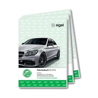 Abbildung von SIGEL FA513 Fahrtenbücher A5, 64 Seiten, 3er Pack für Vielfahrer max. 540 Fahrten Deutschland und Österreich, vom Finanzamt anerkannt zur Trennung geschäftlicher privater