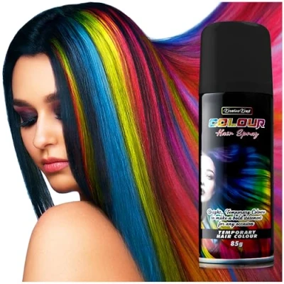 Abbildung von Temporäre Haarfarbe Spray, Auswaschbar (1 x 200ml) Haarspray für Fasching, Karneval (Schwarz)