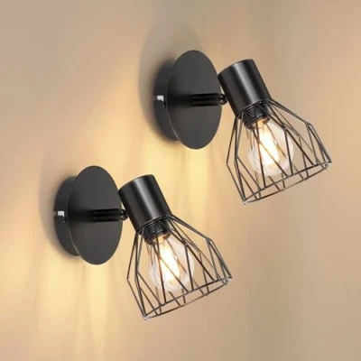 Abbildung von Dehobo E14 Wandleuchte Verstellbare Wandlampe Metall Schwarz Vintage Wandspot max.40W Innen mit Retro Design für Schlafzimmer Wohnzimmer Esszimmer Balkon Loft Nicht Leuchtmittel