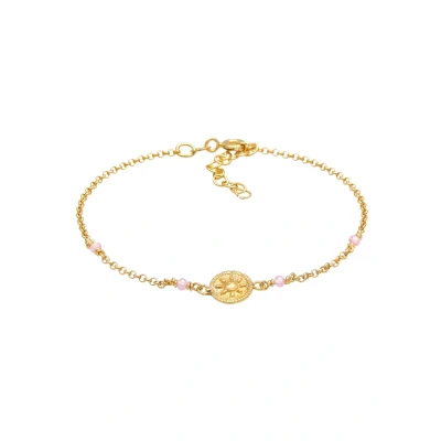 Abbildung von Elli Armkette »Armband Coin Rund Sonne Antik Rosa Quarz 925er Silber«