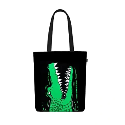 Abbildung von Eco Right Borsa Stoffa Shopper, Canvas tote Bag, Donna, Tracolla organico cotone e tela con manici stampa, shopper riutilizzabile ecocompatibile lavabile