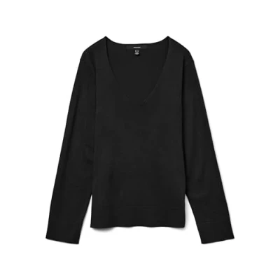Abbildung von Vero Moda Vmsilje Vneck Strickpullover, Damen, Größe: XS, Black