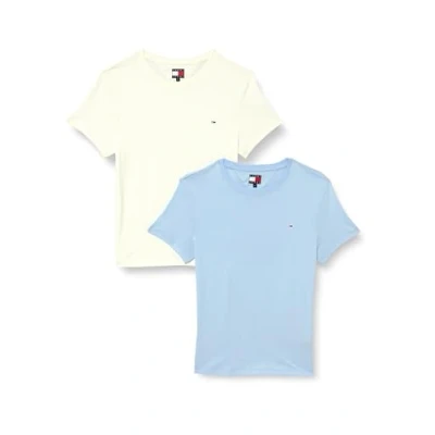 Abbildung von Tommy Jeans TEE 2 PACK Tshirt basic, Damen, Größe: 34, Ecru/sweet blue