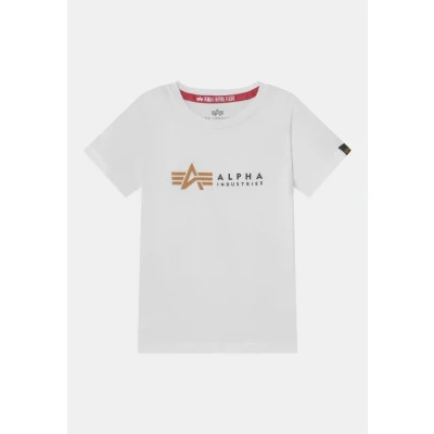 Abbildung von Alpha Industries Label KIDS Teens Unisex Tshirt print für Kinder, Größe: 128, White