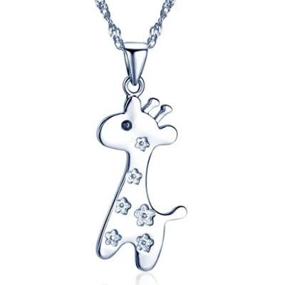 Abbildung von Yumilok 925 Sterling Silber Zierliche Giraffe Hirschkalb Anhänger Halskette Kette mit für Damen Kinder Hirsche Liebhaber