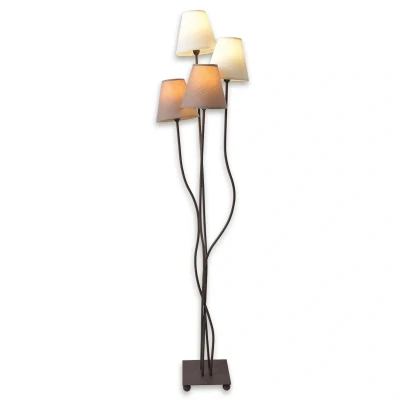 Abbildung von näve Stehlampe »Boho«, 4 flammig, Leuchtmittel E14 ohne Leuchtmittel, 4flg., E14, Textilschirme 2x beige, braun, inkl. Fußschalter
