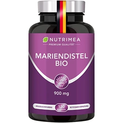 Abbildung von DETOX Mariendistel BIO Natürlich Leber &amp; Körper entgiften Reines Extrakt OHNE Zusätze Antioxidantien, Verdauung, 120 Kapseln Hochdosiert 900 mg TAGESDOSIS Silymarin 100% Vegan