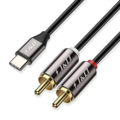Abbildung von J&amp;D USB C zu RCA Audio Kabel, Typ Stecker 2 Stereo Konverter Y Splitter Kabel für Tablet Laptop,Google Pixel 6/7/8 MacBook Pro iPhone15 Serie, 1 m