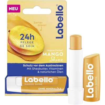 Abbildung von Labello Mango Shine, duftender Lippenpflegestift mit natürlichen Ölen und Mangoaroma, pflegender Lippenbalsam für einen zarten Glanz auf den Lippen (4,8 g)