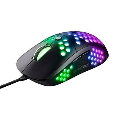 Abbildung von Trust Gaming GXT 960 Graphin Leichte RGB Maus, 74 g, 200 10.000 DPI, Einstellbare Pollrate bis zu 1000 Hz, 6 Programmierbare Tasten, PC Maus für Laptop, Computer, Windows Schwarz