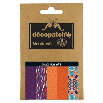 Abbildung von Decopatch Décopatch DP007O Packung Décopocket mit 5 Papierbogen (30 x 40 cm) (gefaltet, 13 9,5 cm, praktisch zum Transportieren und einfach Verwenden) 1 Pack farbig sortiert
