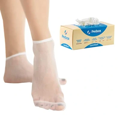 Abbildung von Pedsox, 100 Stück Einweg Hygienesocken zum Testen von Schuhen, Comfort Line, Unisex, Einheitsgröße, Weiß