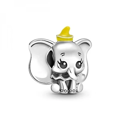 Abbildung von PANDORA Disney Dumbo Charm Anhänger aus Sterling Silber mit gelber Mütze, Breite: 16mm, 799392C01