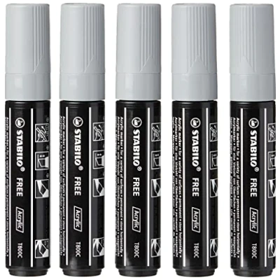 Abbildung von Acrylmarker STABILO FREE Acrylic T800C Keilspitze 4 10mm 5er Pack dunkelgrau