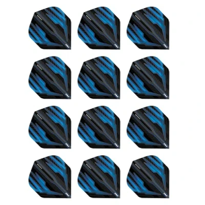 Abbildung von RED DRAGON Hardcore Radical Schwarz und Blau Extra Dicke Standard Dart Flights 4 Sätze pro Packung (12 insgesamt)