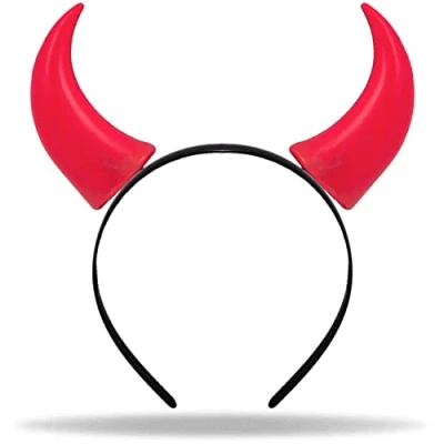 Abbildung von Hatstar Teufelshörner Haarreif rot Vampir Teufelsohren Devil Ears für Kostüm Party Kopfschmuck Damen &amp; Herren Haarschmuck zu Halloween, Fasching Karneval