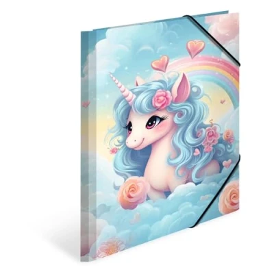 Abbildung von HERMA Sammelmappen A4 Happy Einhorn Set, 3 Stück, Eckspanner Mappen aus Pappe mit Kindergarten Motiv, Gummizug, Innenklappen und Innendruck für Jungen, Mädchen Kinder