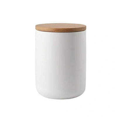 Abbildung von Keramik Vorratsdosen, Aufbewahrungsdose Frischhaltedose mit Bambusdeckel und Silikonring (Weiß,27.05oz/800ml)