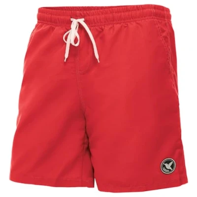 Abbildung von Ladeheid Badehose Herren, Bequeme Lange Badeshorts mit Breitem Gummibund, Kordelzug und Taschen, Schwimmhose Boardshorts LA40 129 (Rot, 4XL)