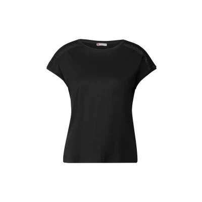 Abbildung von Street One MIT HÄKELDETAILS Tshirt basic, Damen, Größe: 34, Schwarz