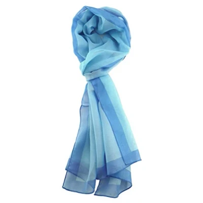 Abbildung von TigerTie Damen Chiffon Halstuch in hellblau blau mit Bordüre Größe 160 cm x 36