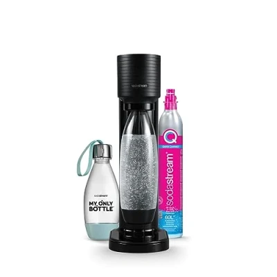 Abbildung von SodaStream GAIA Sprudelwassermaschine Pack 1 Flasche l + 0,5 spülmaschinenfest Gasnachfüller 60 zum Anstecken Schwarz [Amazon Exklusive],