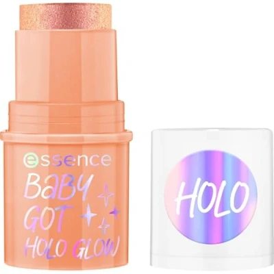 Abbildung von essence BABY GOT HOLO GLOW highlighter stick, Nr. 10, Mehrfarbig, sofortiges Ergebnis, strahlend, schimmernd, holographisch, vegan, ölfrei, ohne Parabene, Mikroplastikpartikel, 1er Pack (5g)