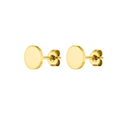 Abbildung von PURELEI® Coin Ohrringe (Gold, Silber), Damen und Herren aus langlebigem Edelstahl, Kleine Wasserfeste Runde Unisex Ohrstecker, 7,5 mm Durchmesser (Gold)