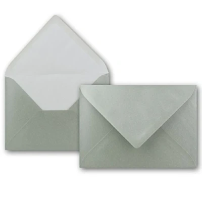 Abbildung von 25 Brief Umschläge Silber Metallic DIN C6 114 x 162 mm Kuverts mit Nassklebung ohne Fenster für Gruß Karten &amp; Einladungen FarbenFroh by GUSTAV NEUSER