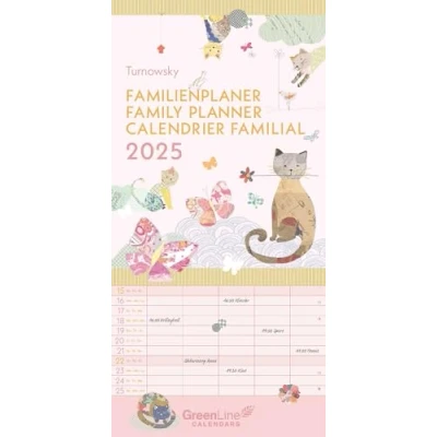 Abbildung von GreenLine Turnowsky 2025 Familienplaner, 22x45cm, Familienkalender mit effizienter Monatsaufteilung in 5 Spalten, für Familienorganisation, Schulferien und Stundenpläne, Spiralbindung