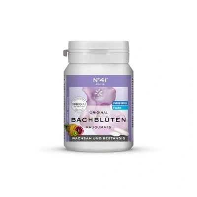 Abbildung von Original Bachblüten Kaugummi Nr. 41 Konzentration von Lemon Pharma, Vegan und Zuckerfrei