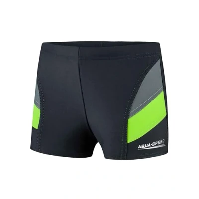 Abbildung von Aqua Speed Enge UV Badehose für Jungs + gratis eBook Wettkampf Schwimmhose Jungen Sport Schwimmbekleidung Kinder 38. Grau Grün Gr. 134 Andy