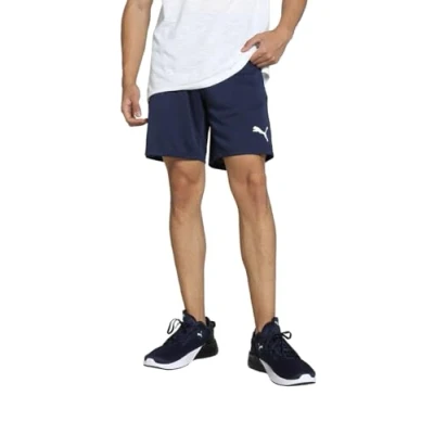 Abbildung von Puma kurze Sporthose, Herren, Größe: Large, Dunkelblauweissblau