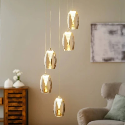 Abbildung von Brilliant Pendelleuchte »Metropolis«, 5 flammig, Leuchtmittel LED Modul fest integriert, Hängelampe 5flg chrom/rauchglas easyDim