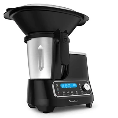 Abbildung von Moulinex HF4568 Clickchef Multifunktions Küchenmaschine 12 Geschwindigkeiten + Pulse 5 Automatik Programme manueller Modus 3,6 L integrierte Waage Dampfgaraufsatz Rezeptbuch Schwarz