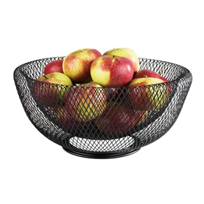 Abbildung von APS Brot &amp; Obstkorb „Wire“ Premium Brotkorb/Obstkorb in der Farbe Metall Schwarz Stapelbar und langlebig mit Abmessung 31 x 14cm