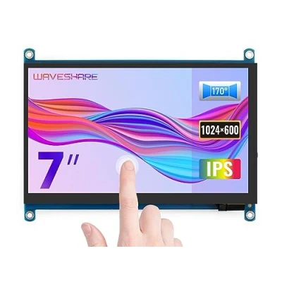 Abbildung von Waveshare 7inch IPS Capacitive Touch Screen 1024x600 Resolution LCD Display with Toughened Glass Cover Support Raspberry Pi 4,BB Black, Banana Pi,Windows 10/8.1/8/7,7Zoll Mini Bildschirm